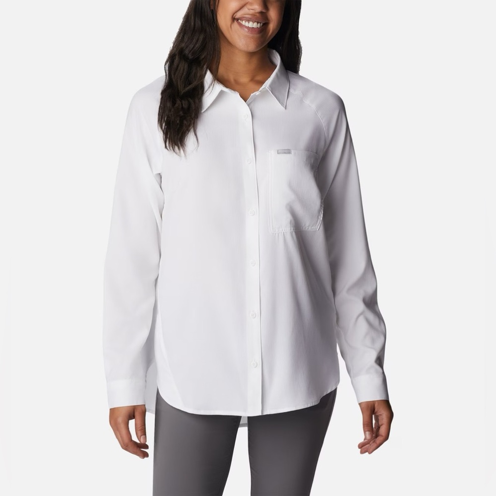 Columbia OMNI-SHADE, with UPF 50 , lightweight, Light Pink Button-Up Shirt - Picture 5 of 7